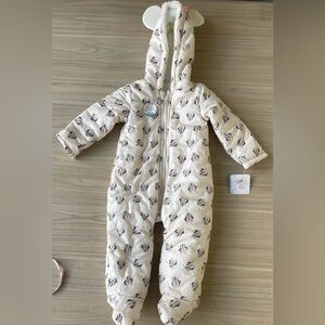 Disney Cream and Pink Baby Snowsuit